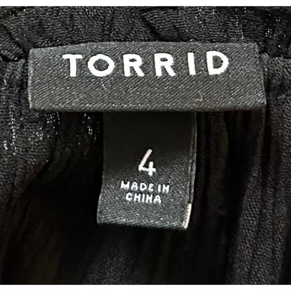 Torrid Swiss Dot Lace Inset Top Deep Black Long Sleeve Plus Size 4X - Picture 11 of 12